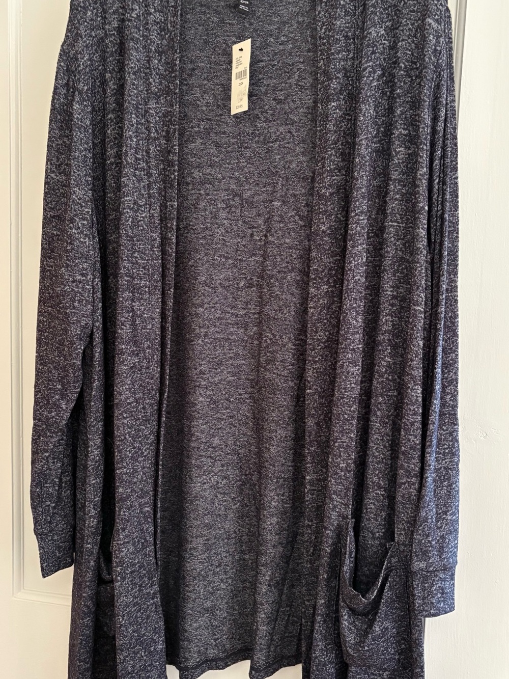Lane Bryant Cozy Open-Front Long Cardigan Sweater - Dark Heather Navy